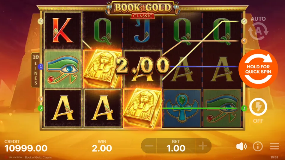 Special Expanding Symbol filling a full reel during Free Spins in Book of Gold: Classic
